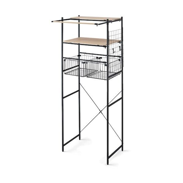 535640 バスケット付き伸縮スタイルランドリーラック BSSL-860-B (535640) 1点