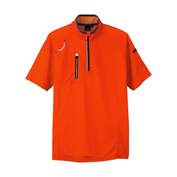 半袖ハーフZIPシャツ(男女兼用) 163オレンジ L 10607 1