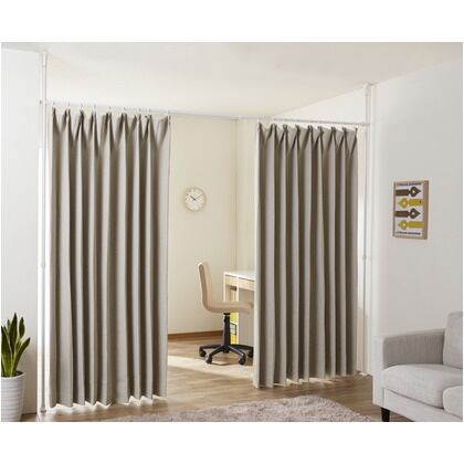 突ぱり間仕切りカーテンポール ワイド ホワイト 幅160~280×奥行7×高さ190~264cm TNP-6 1セット