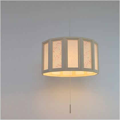 日本製和紙照明 3灯木枠ペンダントライト twelve 電球別売 花うさぎピンク×小梅白 Φ400mm×H220mm KPN3-1116 1