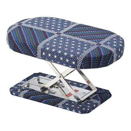 正座椅子　折りたたみ式 刺子 幅16×奥行25×高さ12～14.5cm　 N-1 1