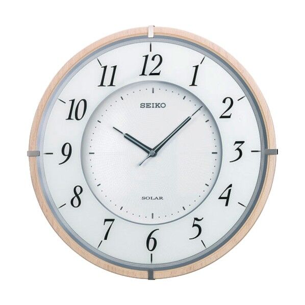 薄型ソーラー電波掛時計 木枠 SF501B 1個