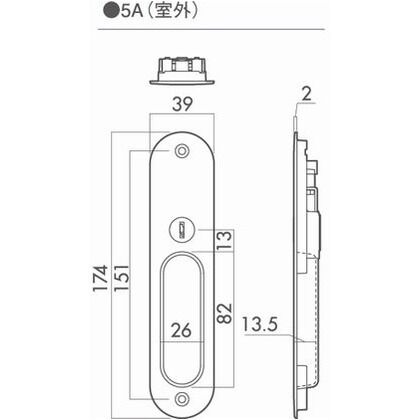 引戸錠 シリンダー錠　BS51 ニッケル D151-5A-N-Z 1