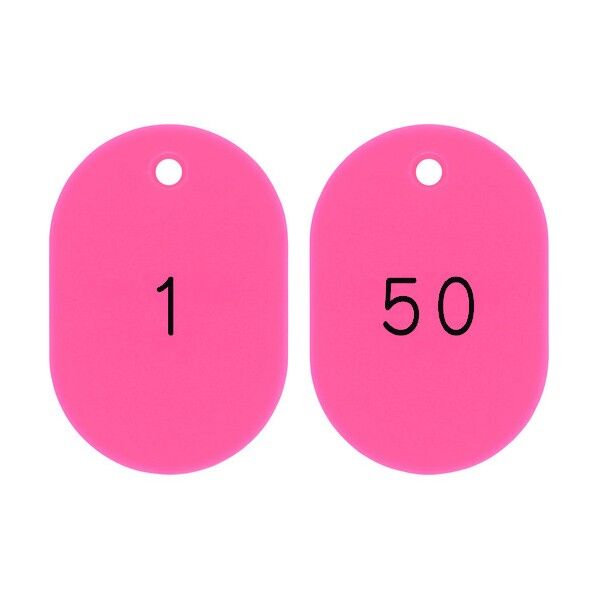 小判型番号札 1～50/連番号入 小判札604‐P(1～50) ピンク 60×40mm 200231 50枚