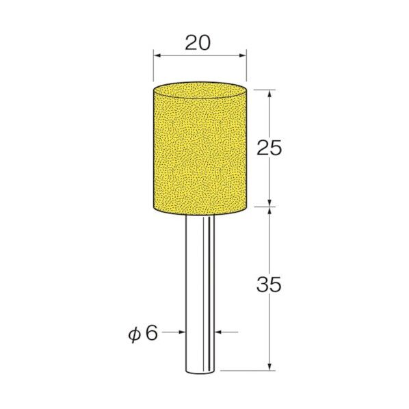 軸付セラミックゴム砥石(金属研磨用)外径(mm):20粒度(#):180 R2173 5本