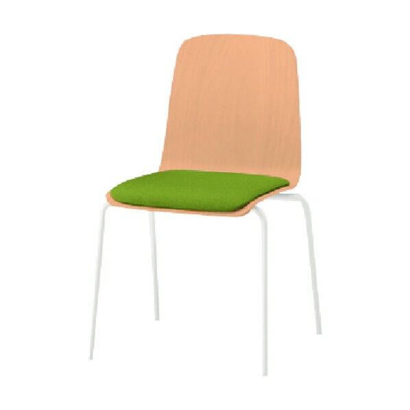 ノットワーク背座一体チェア座パッド付 背座ラスティックビーチL・脚ホワイト・布地リーフグリーン KLL-120C-GHQ3 1点