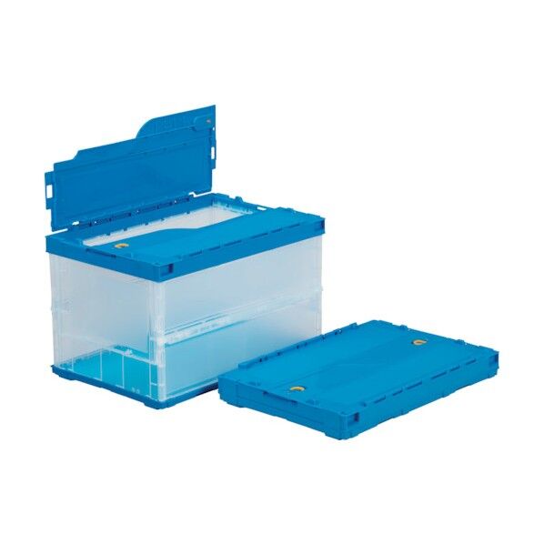 フタ一体型折りたたみコンテナー 558500 ペタンコC-50B 透明ブルー 55850000TMBL 1点