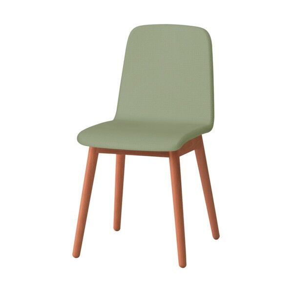 ノットワーク背座一体木脚チェア張りぐるみ 木脚ラスティックビーチM・布地アボカドグリーン KLL-134C1-ML8 1点