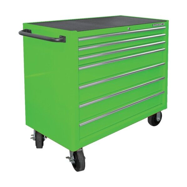 7段引き出し ロールキャブ エクストリームグリーン ゴムマット仕様天板