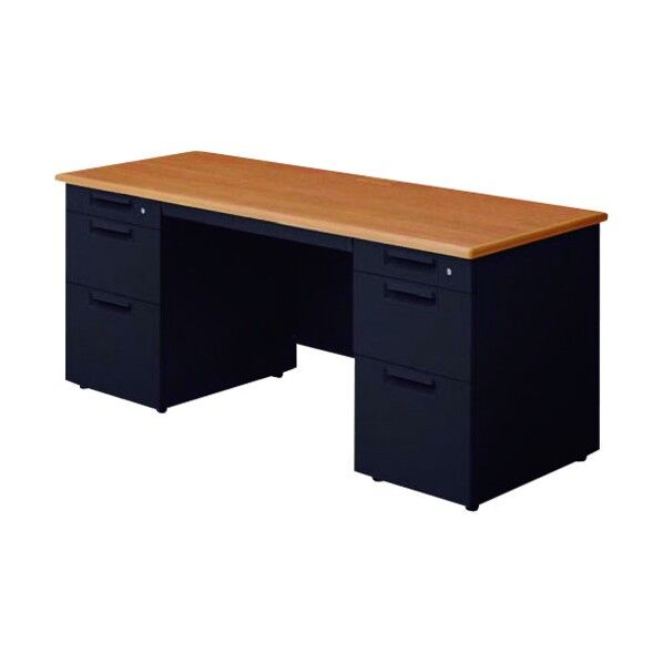 678905)リード 両袖机 LE-166D-33 T2/BK 1点