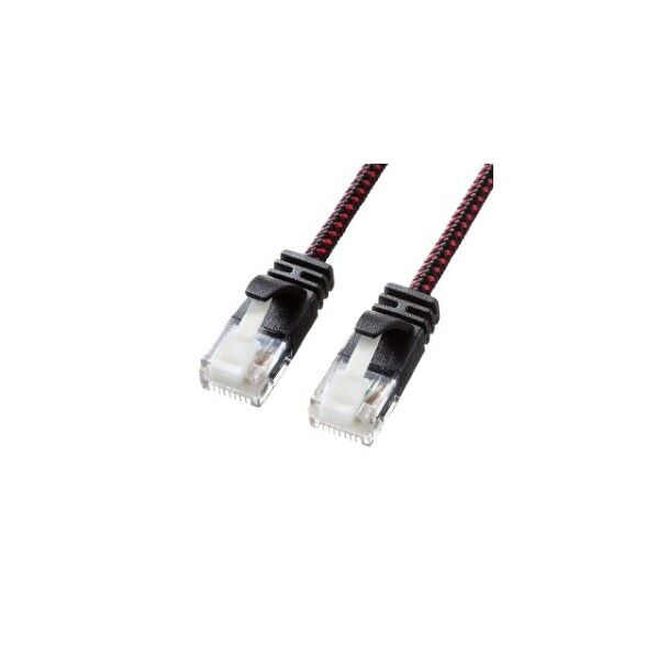 つめ折れ防止カテゴリ6A細径メッシュLANケーブル KB-T6AME-005BKR 1点