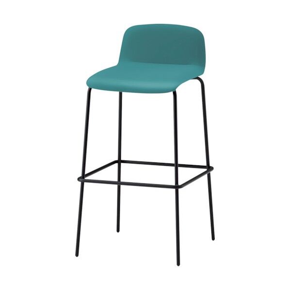 ノットワークハイチェア張りぐるみ 脚サテンブラック・ウレタンレザーターコイズブルー KLL-133DK-T1S4 1点