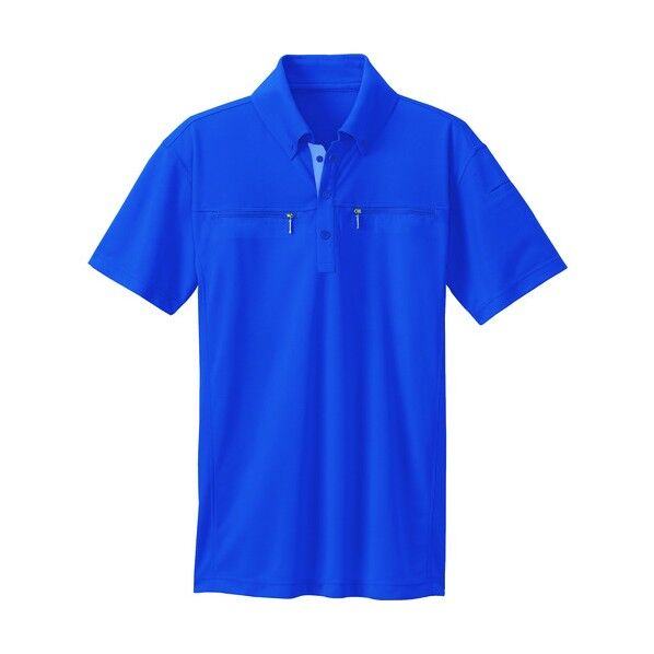 ボタンダウンダブルジップ半袖ポロシャツ(男女兼用)AZ10602-006ブルーL 006ブルー L 10602 1