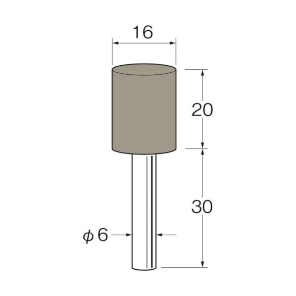 軸付弾性砥石(UB砥石)外径(mm):16粒度(#):220 R8612 5本