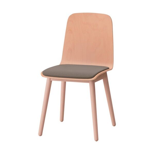 ノットワーク背座一体木脚チェア座パッド付 背座木脚ラスティックビーチL・布地アンバー KLL-124C-LK2 1点