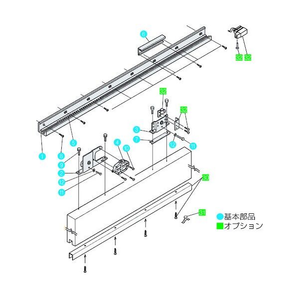 スライデックス 傾斜レールタイプ(自閉式) 両引分ケセット HCS-120W型