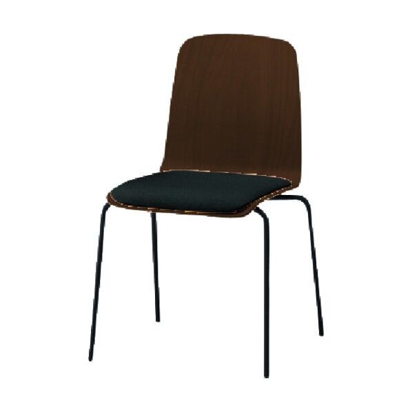 ノットワーク 背座一体スタッキングチェア クッション付 背座色ラスティックビーチD・脚サテンブラック・布地オフブラック KLL-120C-TNW2 1点