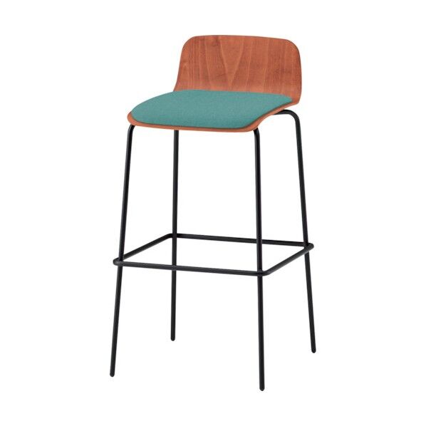 ノットワークハイチェア座パッド付 背座ラスティックビーチM・脚サテンブラック・布地サックスブルー KLL-123C-TTA4 1点