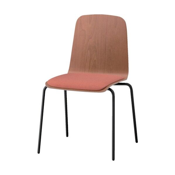 ノットワーク 背座一体スタッキングチェア クッション付 背座色ラスティックビーチM・脚サテンブラック・布地アンバーオレンジ KLL-120C-TTD3 1点