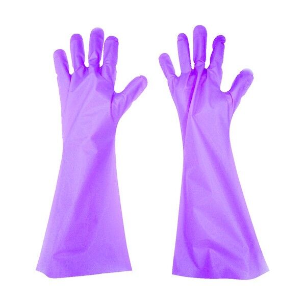 エンボス手袋ロング五本絞り ピンク L PL45L 50枚