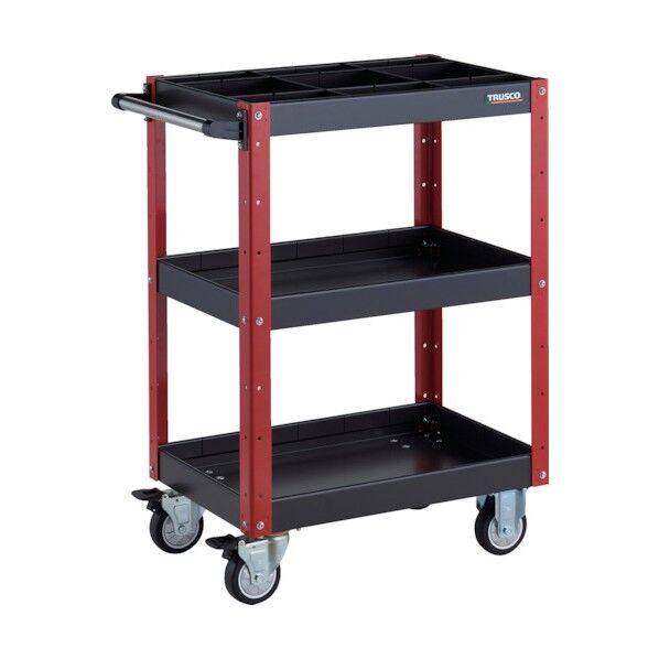 イーグルワゴン 600X400XH880 深型3段 1段仕切板付 ウレタン車輪 オレンジ/ブラック EGW-963F3S1U-BKR 1点