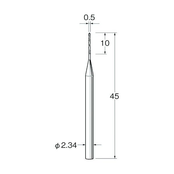 ツイストドリル(スチール鋼)刃径(mm):0.5シャンク径(mm):2.34 T2005 5本