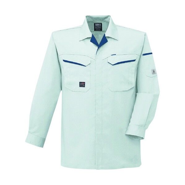 夏 長袖シャツ シルバー色 4Lサイズ WA10489-6-4L 1点