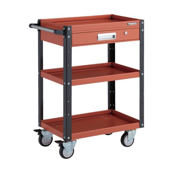 イーグルワゴン 600X400XH880 引出付 4輪自在 ウレタン車輪 オレンジ/ブラック EGW-963VUJ-ORBK 1点