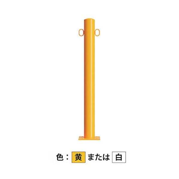 車止め スチール製 焼付塗装 固定式 後付タイプ 角型ベースプレート Eシリーズ EC0685RC-A(W) 1点