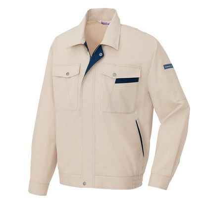 ベストコットン 長袖サマーブルゾン（男女兼用） 002ベージュ×ネイビー L 960 1