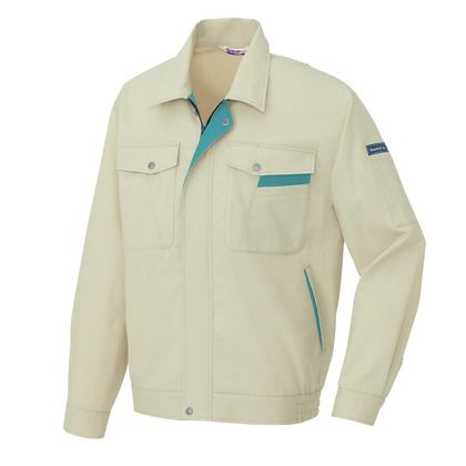 ベストコットン 長袖サマーブルゾン(男女兼用) 005アースグリーン×ターコイズ L 960 1