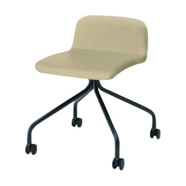 ノットワークローバックキャスターチェア張りぐるみ 脚サテンブラック・ウレタンレザーサンドイエロー KLL-235DK-T1Y3 1点