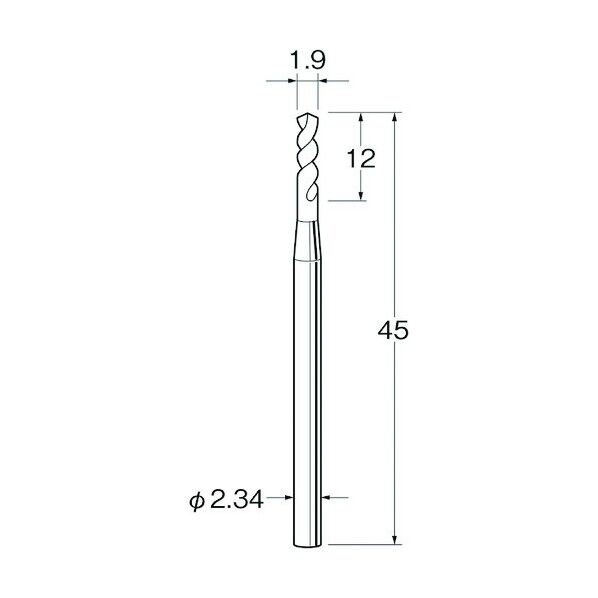 ツイストドリル(スチール鋼)刃径(mm):1.9シャンク径(mm):2.34 T2019 5本