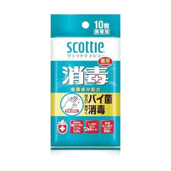 スコッティウェットティシュー消毒 160 x 77 x 14 mm 10枚