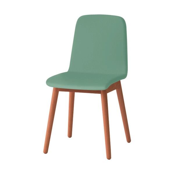 ノットワーク背座一体木脚チェア張りぐるみ 脚ラスティックビーチM・ウレタンレザーライトグレイッシュグリーン KLL-134DK-ME4 1点