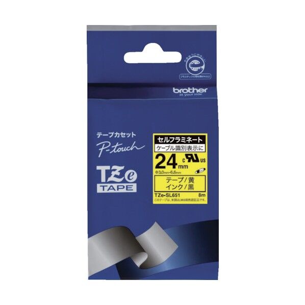 Tzeテープ ケーブルマーキング専用テープ 黒文字/黄地/24mm TZE-SL651 1点