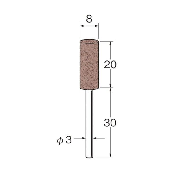 軸付セラミックゴム砥石(非金属研磨用)外径(mm):8粒度(#):500 R2236 10本
