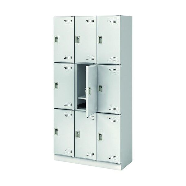 スクールロッカー 3列3段 9人用 L扉 ライトグレー JTSL-L-33-NJ-LG 1点