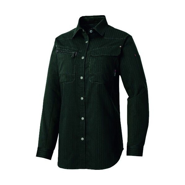 アジト ペンタスヘリンボーン レディース長袖シャツ(薄地) 010カーキブラック 4L 30645 1