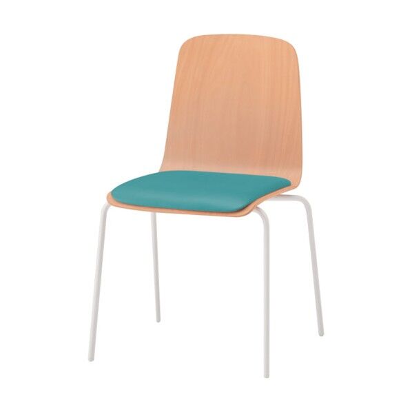 ノットワーク背座一体チェア座パッド付 背座ラスティックビーチL・脚ホワイト・ウレタンレザーターコイズブルー KLL-120DK-GHS4 1点