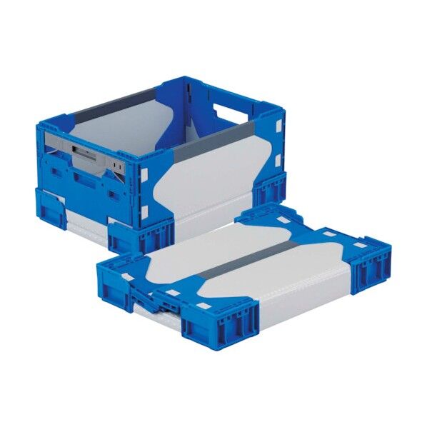 リットハイブリッド折りたたみコンテナ 637525 LT-RS-SM21グレー/ダークブルー433×308×215 LTRSSM21GYDB433X308X215 1点