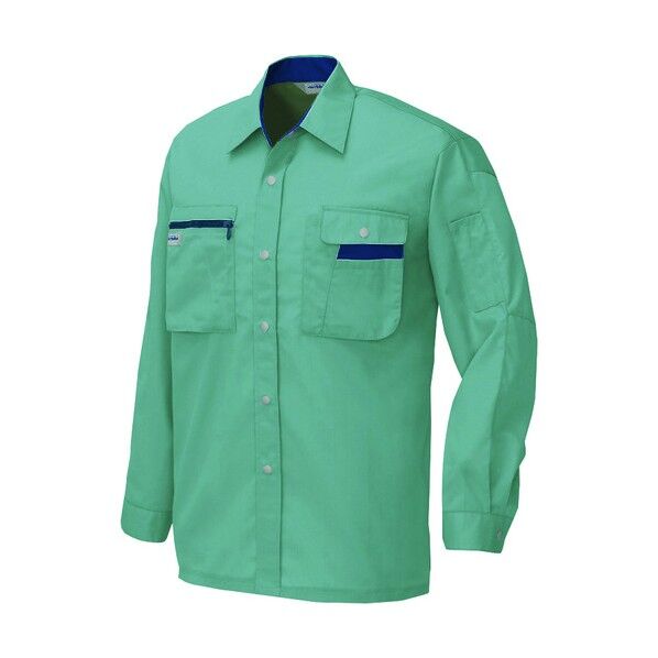 長袖シャツ（男女兼用）（薄地） 027ターコイズ×ネイビー SS 5325 1