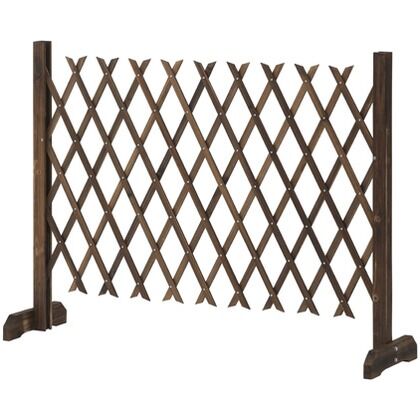 伸縮焼磨きフェンススタンド式 120X90 こげ茶 約幅120cm×奥行32cm×高さ90cm WTF-1209Y 1