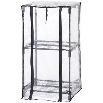 ワーキングシェルフ パイプ、ジョイント:ブラック、ビニール:クリア 約幅52cm×奥行49cm×高さ95cm GRH-14S 1