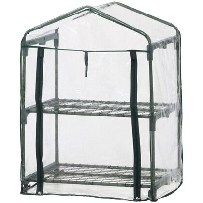 ビニール温室 2段 パイプ、ジョイント:グリーン、ビニール:クリア 約幅69cm×奥行49cm×高さ92cm GRH-N01T 1