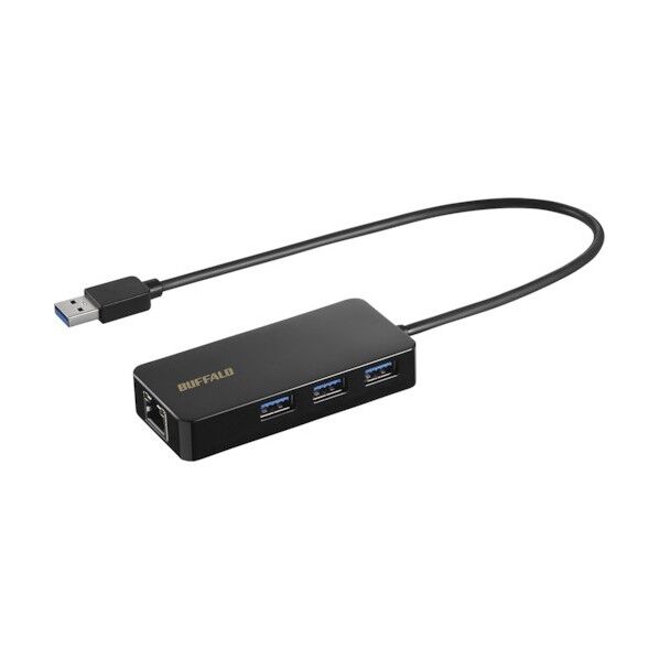 バッファロー Giga対応 USB-A LANアダプターハブ付 ブラック LUD-U3-AGHBK 1個