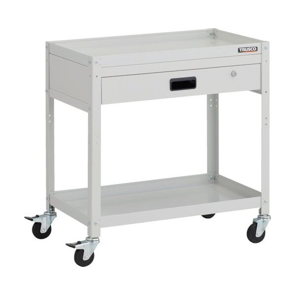 ラビットワゴン 700X450XH740 1段引出付 ゴム車輪 ホワイト RBW-772V-W 1点