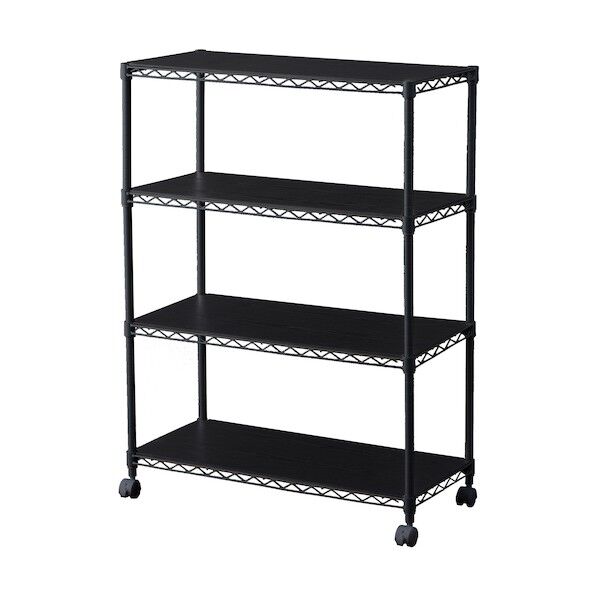 522768 カラーメタルラック ウッドボード付き CMM-75104B-BK 1点