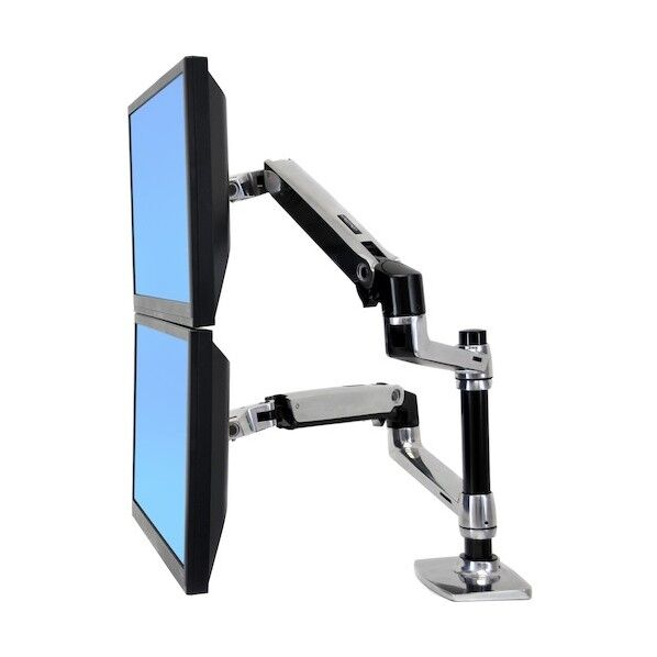 LXデスクマウント デュアル モニターアーム 縦/横型 アルミニウム 24インチ(6.4~18.1kg)まで対応 45-248-026 1点