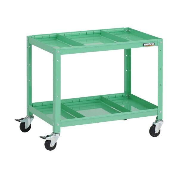 ラビットワゴン 700X450XH600 2段 仕切板2段付 ゴム車輪 ヤンググリーン RBW-672S2 YG 1点